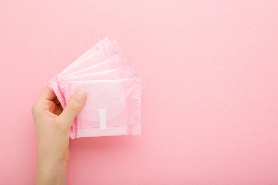 stack of menstrual sanitary cotton pads