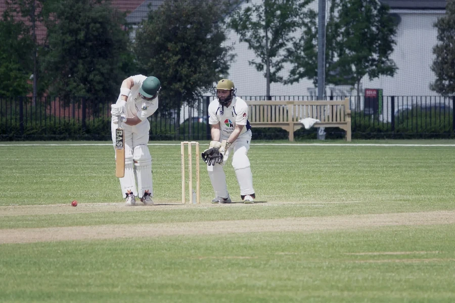 Zwei Cricketspieler, einer davon mit Armmanschette