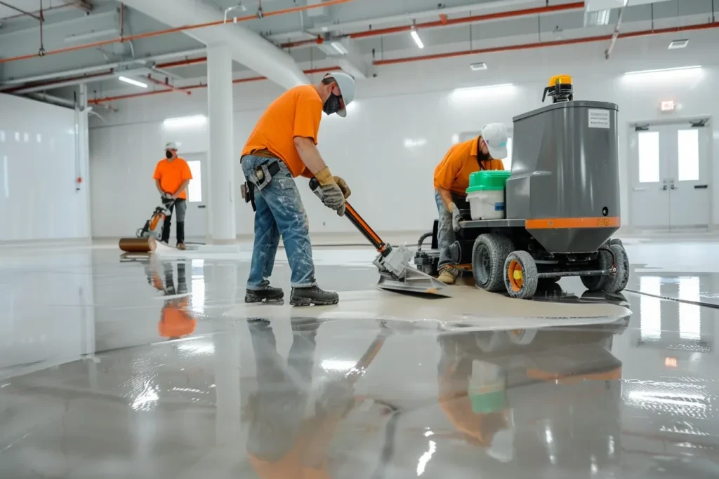 two men using floor sanding equipment