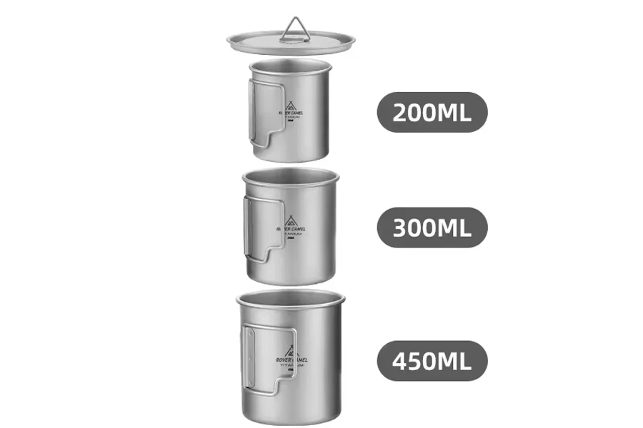 Caneca de acampamento copo de titânio utensílios de mesa para piquenique conjunto de cozinha para viagem