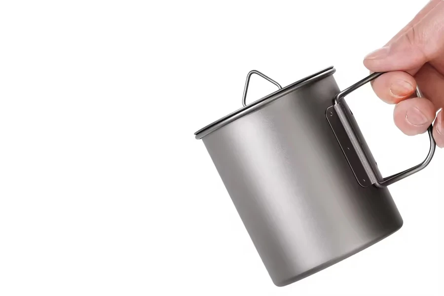 Tasse de Camping avec couvercle, petit Pot de Camping ultraléger en titane pur pour l'extérieur