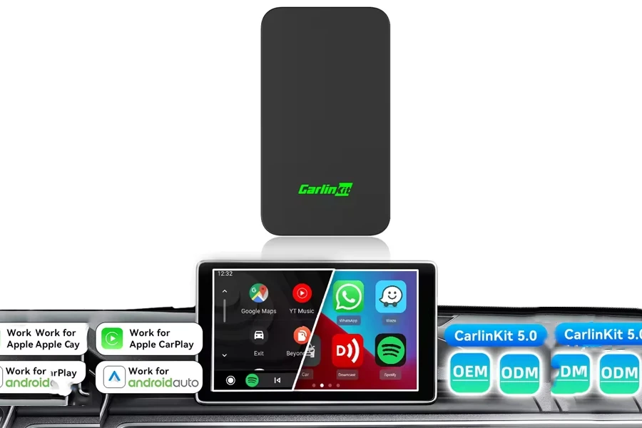 Carlinkit 5.0 AI Kutusu CarPlay Android Otomatik 2 in 1 Adaptör Modülü Taşınabilir Stereo Evrensel Kablosuz CarPlay Kutusu Adaptörü