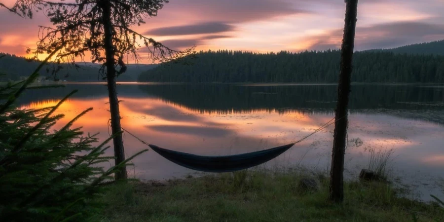 Hammock by the lake shore