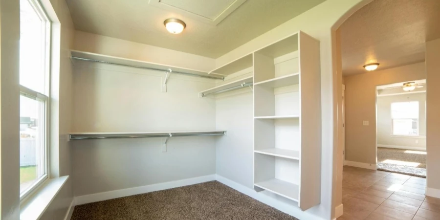 House Interior with White Walls and Shelves