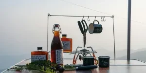 Outdoor Cooking Accessories Standing on Top of a Mountain