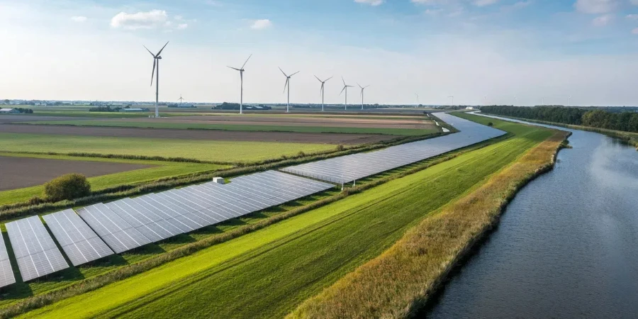 Energía eólica, solar y hídrica.