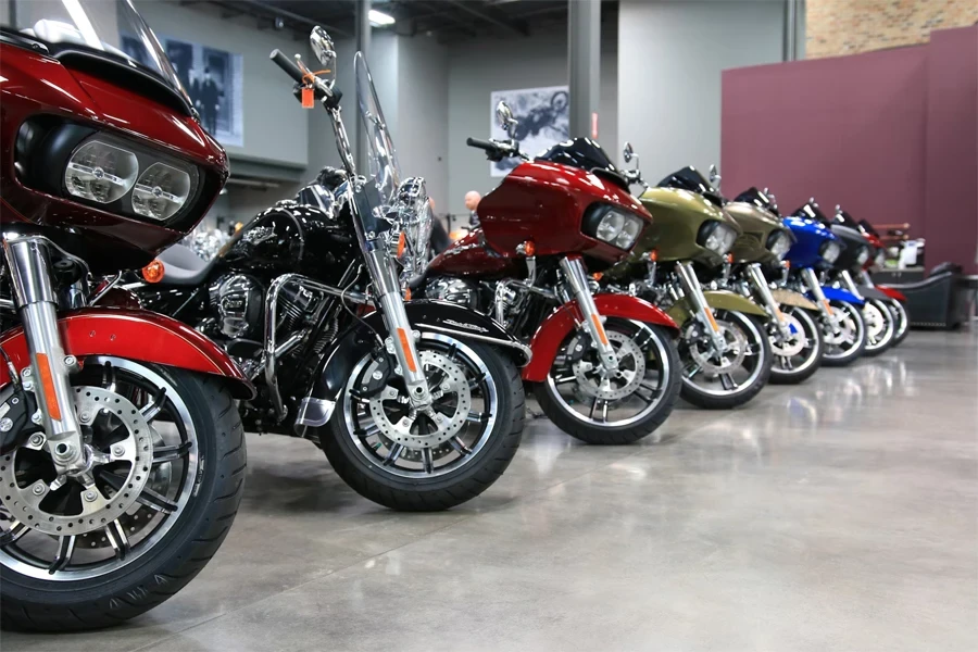 a row of motorcycles