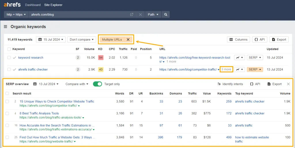 arrow-pointing-to-multiple-urls-filter-in-ahrefs