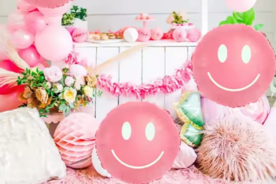 Globo Mylar de 20 pulgadas con sonrisa rosa