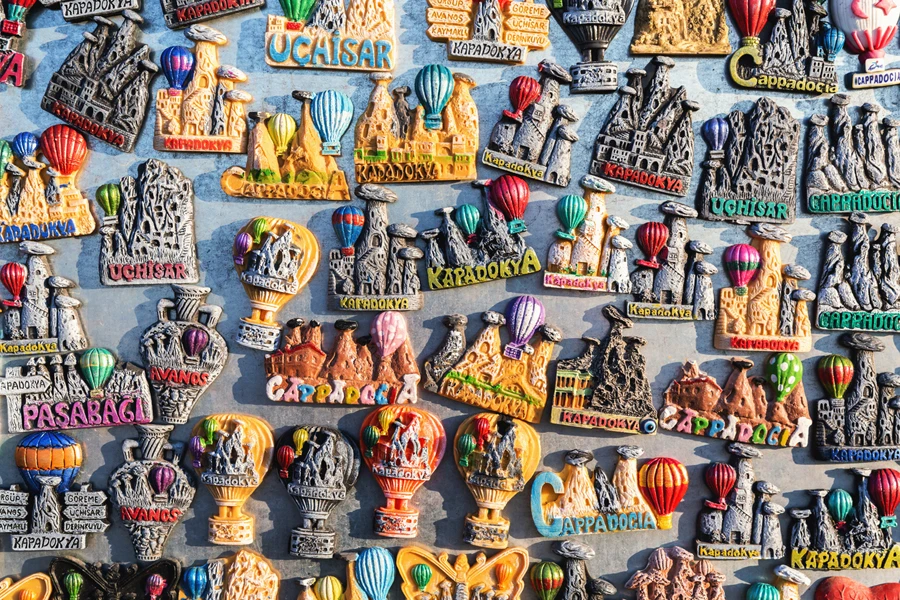 Assorted Cappadocia magnets with vibrant balloons and fairy chimneys