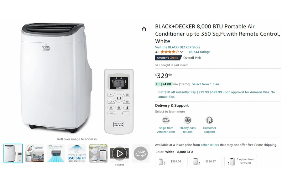 BLACK+DECKER BPACT08WT Portable Air Conditioner