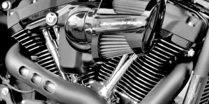 Close up pada mesin Harley Davidson