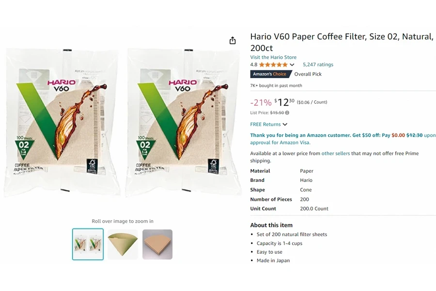 Hario V60 Paper Coffee Filters