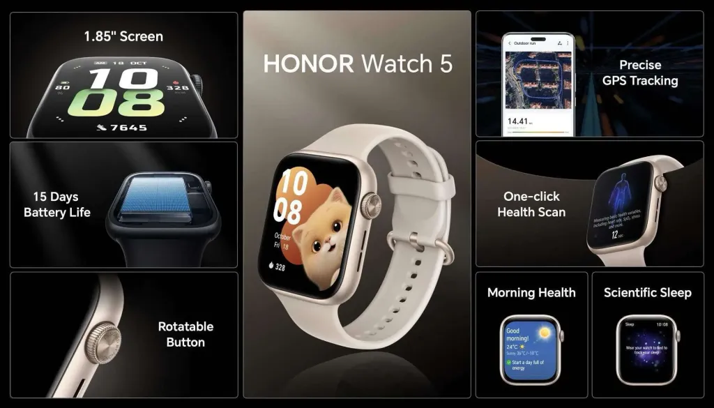 Principais destaques do Honor Watch 5