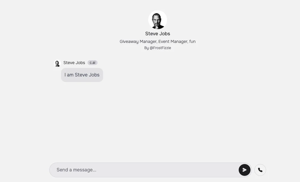 Image showcasing a conversation with a Steve Jobs avatar