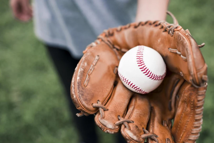 Man with a mitt and a bal