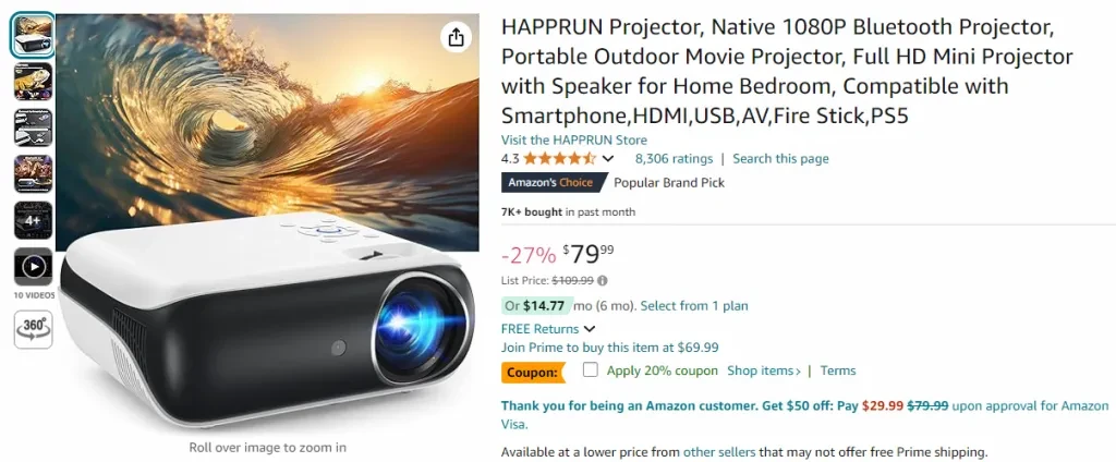 Captura de tela deste produto na Amazon