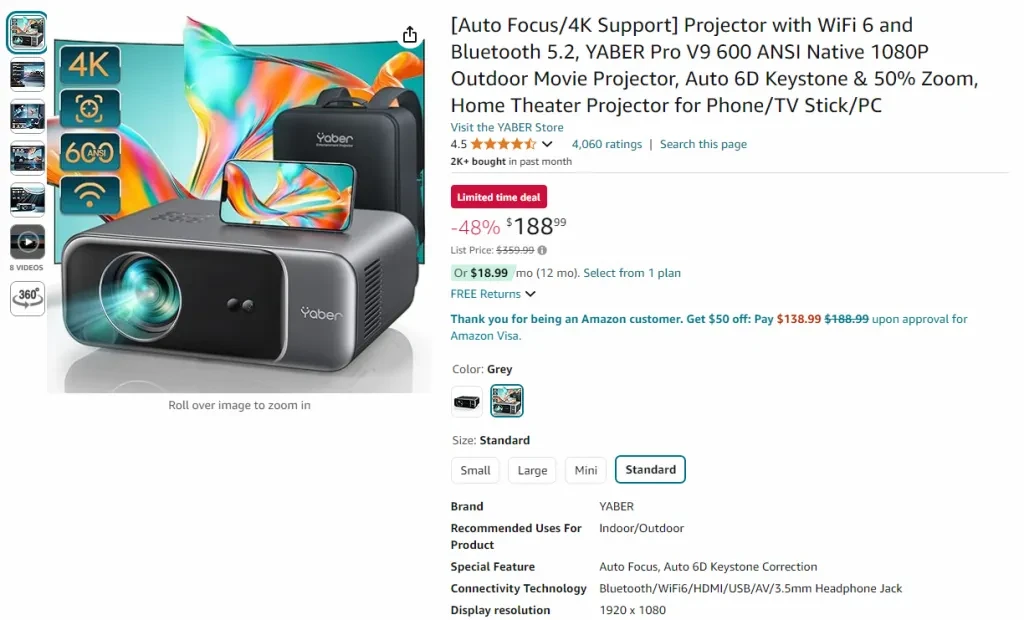 Captura de tela deste produto na Amazon