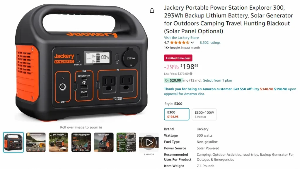 Captura de tela deste produto na Amazon