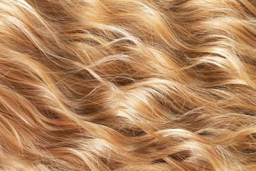 Textured blonde wavy haircut styling care or extensions concept