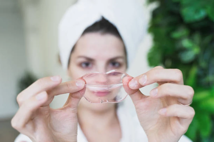 Woman Uses Gel Mask