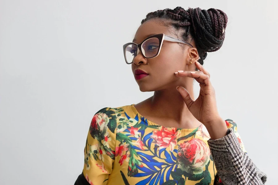 Woman Wearing Yellow Floral Top