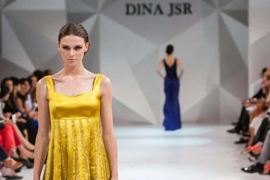 Women Walking on Catwalk on Dina Jsr Modeling