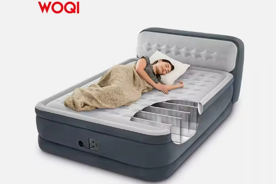 Woqi with Built-In Pump at the Head of the Bed, Electric Inflatable Bed, Automatic Inflatable Mattress