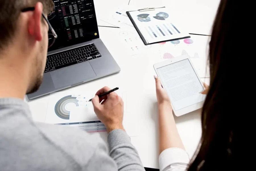 A consultant reviewing a client’s documents