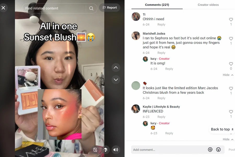 a snapshot from TikTok