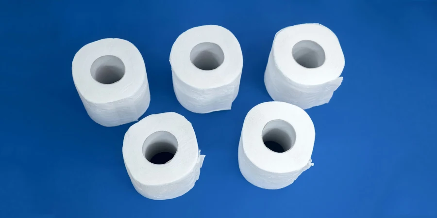 rouleaux de papier toilette sur fond bleu