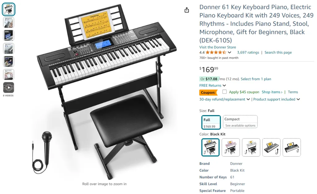 Donner 61-Tasten-Keyboard-Piano