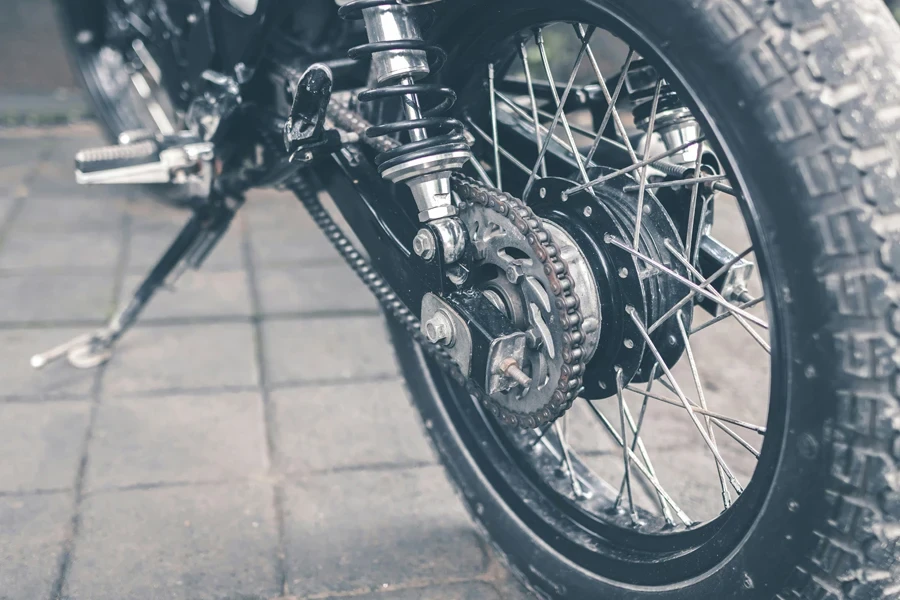 Motorcycle wheel close-up