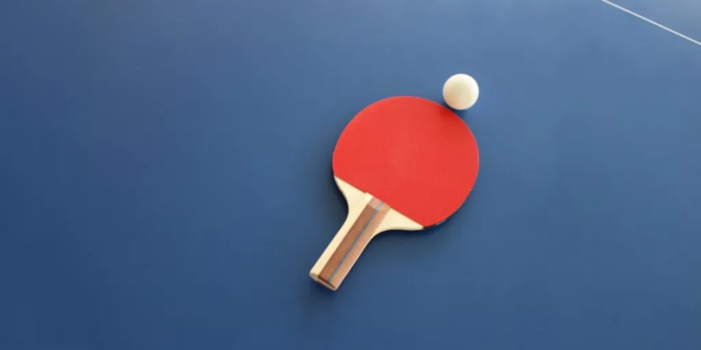 Raquette de tennis de table rouge avec balle de tennis de table blanche