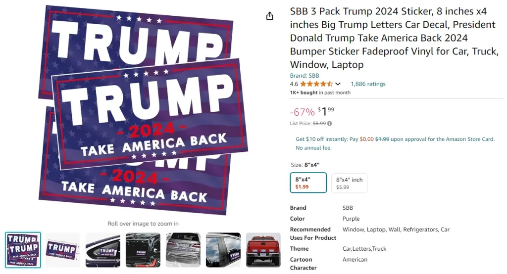 SBB 3er-Pack Trump 2025-Aufkleber (8 x 4 cm)