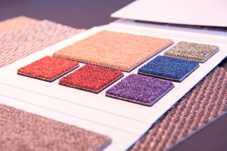 Samples of colorful carpet tiles