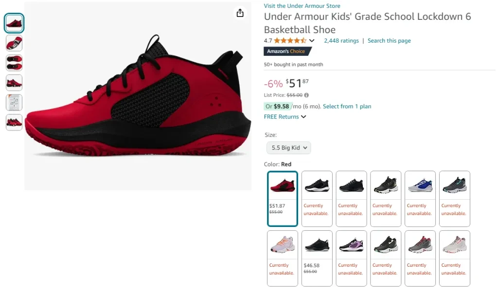 Sepatu Basket Under Armour Kids' Grade School Lockdown 6