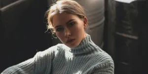 Woman in Gray Turtleneck Sweater