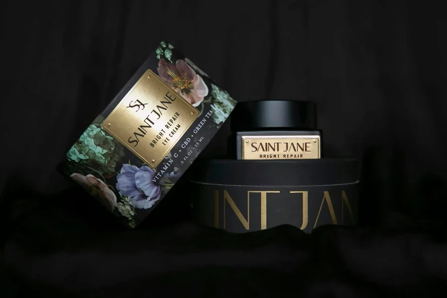 luxury perfume packaging with jewel tones