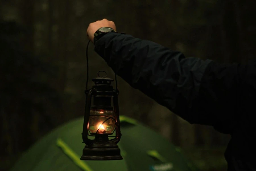 A Person Holding Black Lantern Lamp