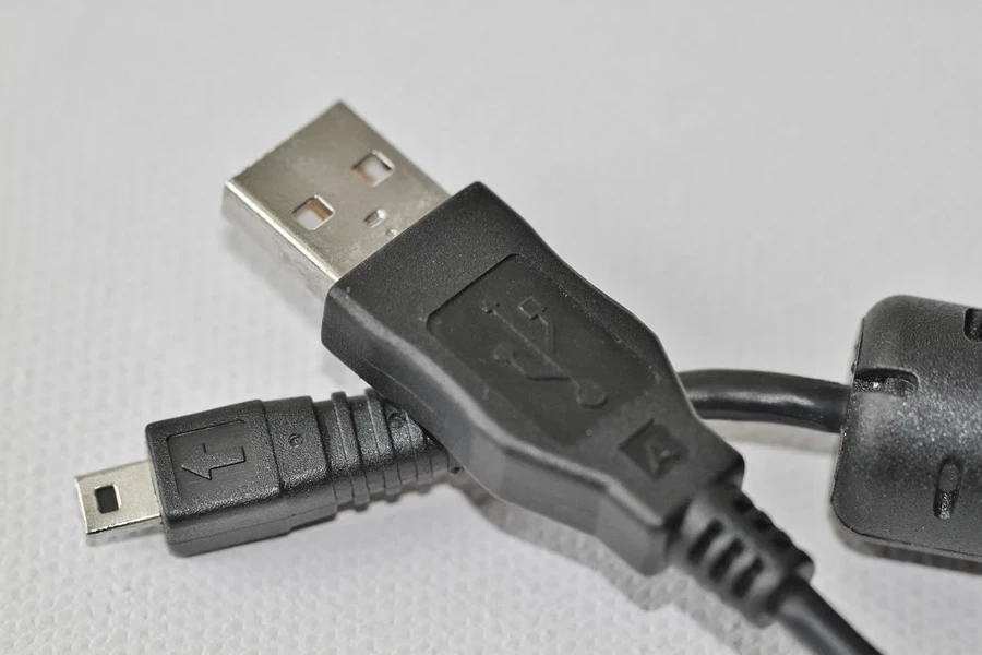 A close-up of a usb cable