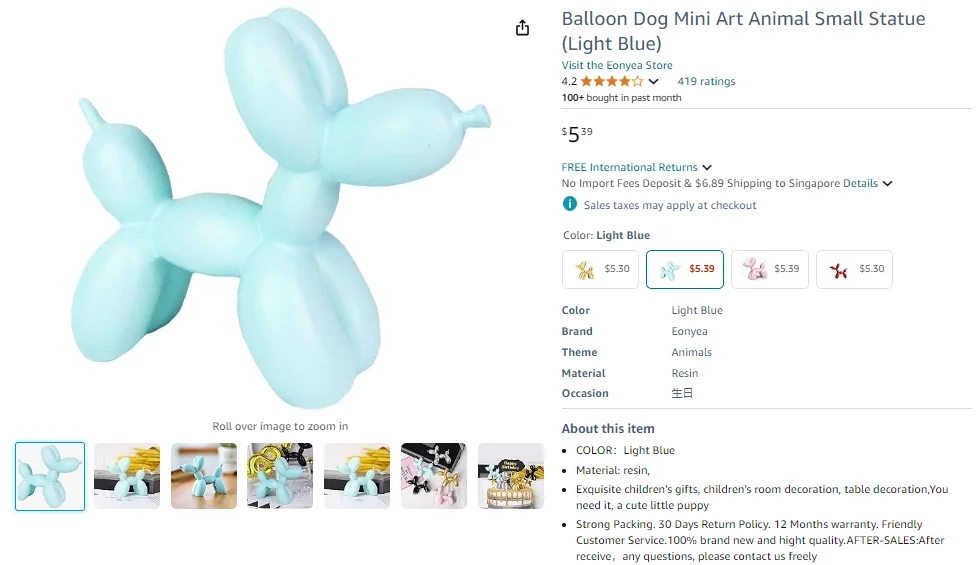 Balloon Dog Mini Art Animal Small Statue