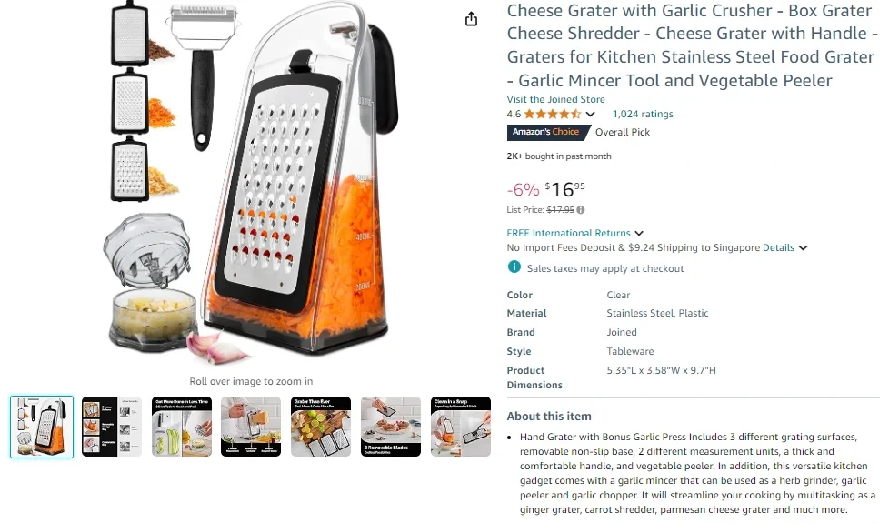 Cheese Grater with Garlic Crusher