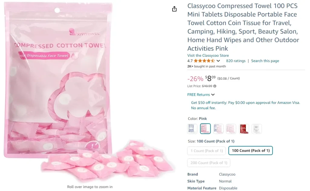 Handuk Kompres Classycoo, 100 PCS Tablet Mini