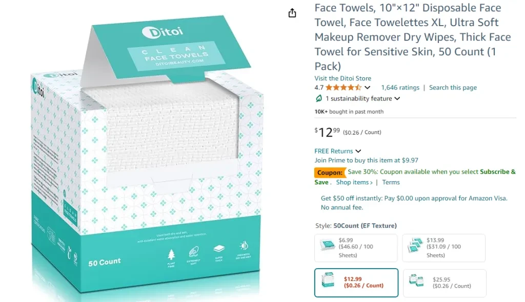 Face Towels, 10 × 12 Disposable Face Towel