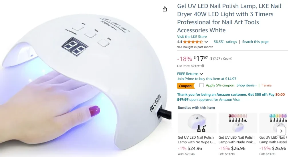 Lampada per smalto gel UV LED, LKE Nail Dryer 40W