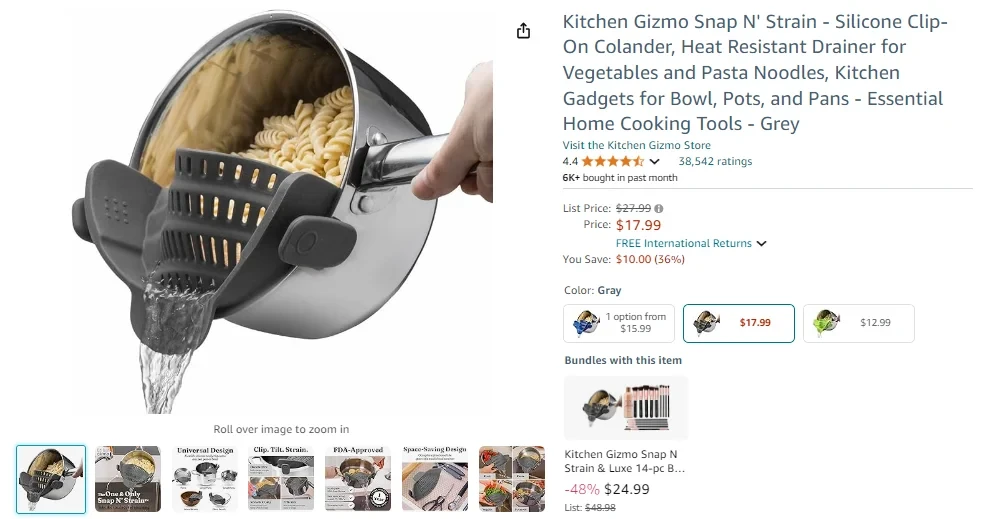 Kitchen Gizmo Snap N' Strain - Passoire à clipser en silicone