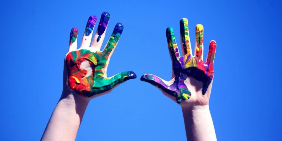 Person's Hands With Paint