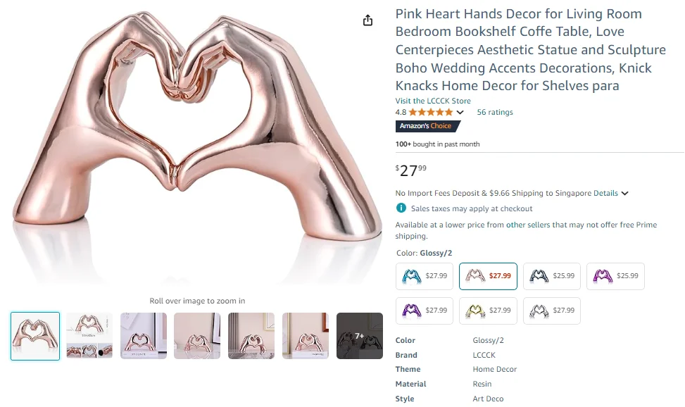 Pink Heart Hands Decor for Living Room, Bedroom, and More