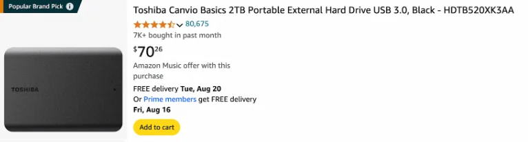 Screenshot of this product on Amazon